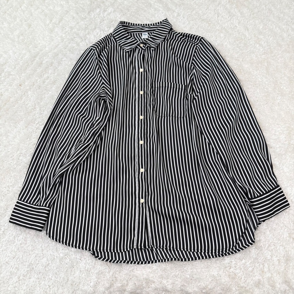 Old Navy Shirt Women's Large Striped Button Down Long Sleeve Career Casual Top